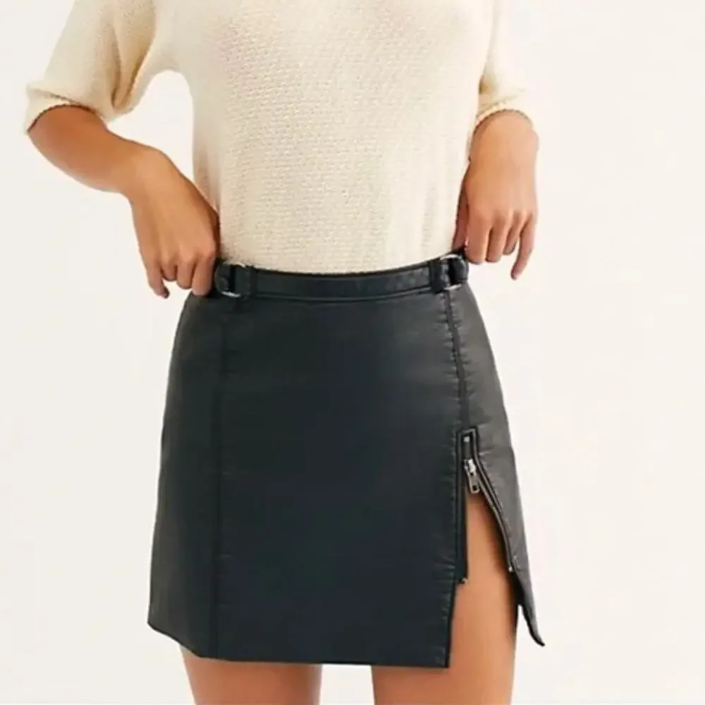 Free People Midnight Magic Leather Skirt Size 2